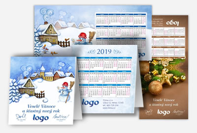 Novoročenky s kalendářem<br /> <small> k postavení na stůl do obálky DL </small>